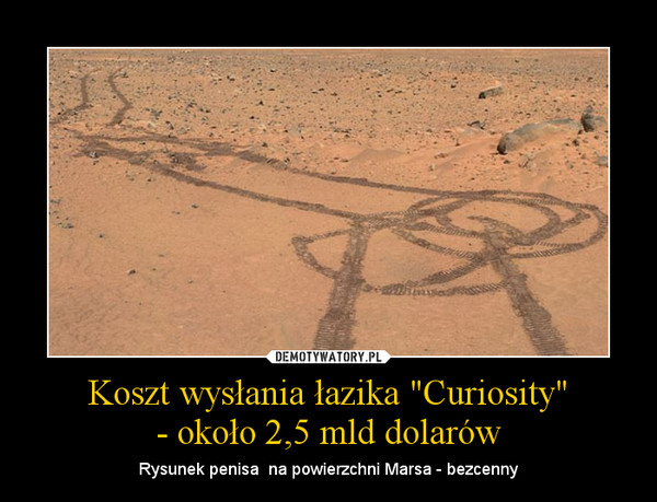 Koszt wysłania łazika "Curiosity"- około 2,5 mld dolarów – Rysunek penisa  na powierzchni Marsa - bezcenny 