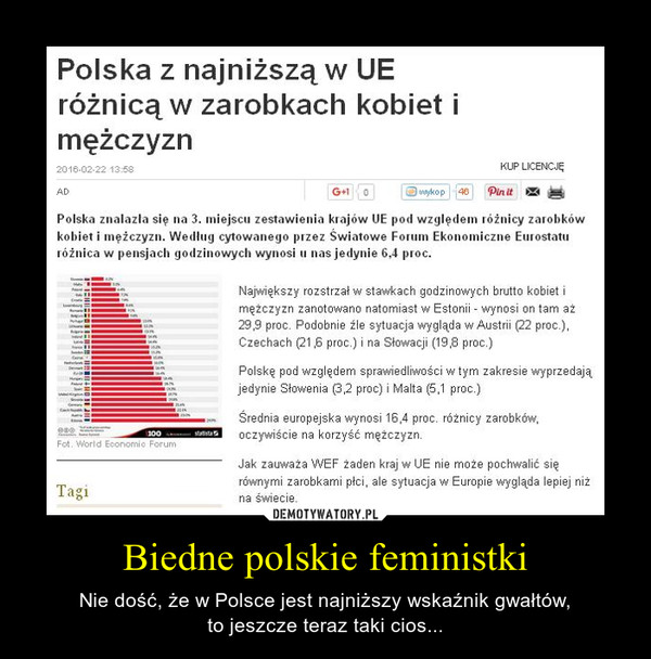 Biedne polskie feministki – Nie dość, że w Polsce jest najniższy wskaźnik gwałtów,to jeszcze teraz taki cios... 