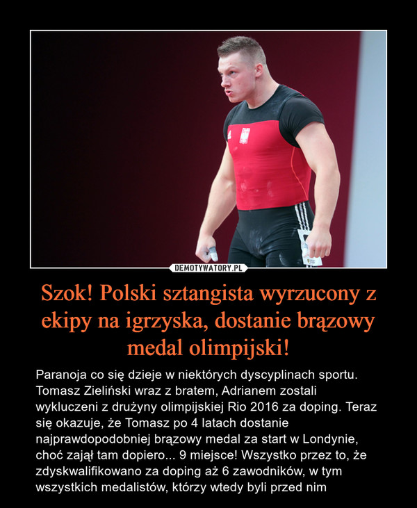 Szok! Polski sztangista wyrzucony z ekipy na igrzyska, dostanie brązowy medal olimpijski!