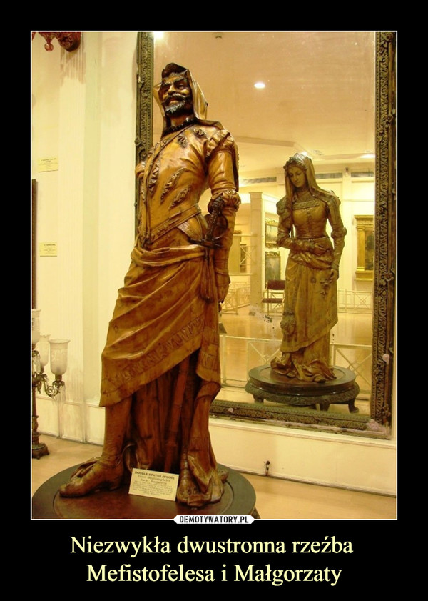 Niezwykła dwustronna rzeźba Mefistofelesa i Małgorzaty –  