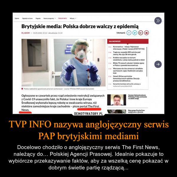 TVP INFO nazywa anglojęzyczny serwis PAP brytyjskimi mediami