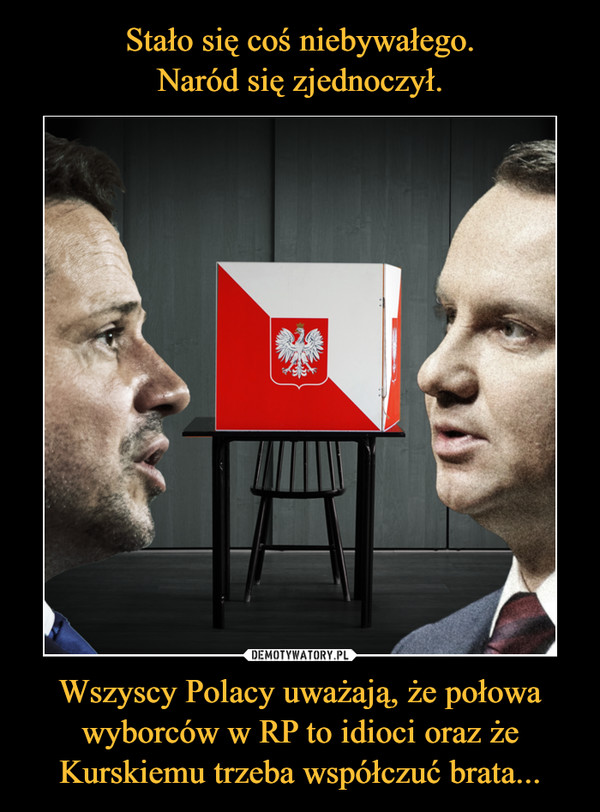 Wszyscy Polacy uważają, że połowa wyborców w RP to idioci oraz że Kurskiemu trzeba współczuć brata... –  