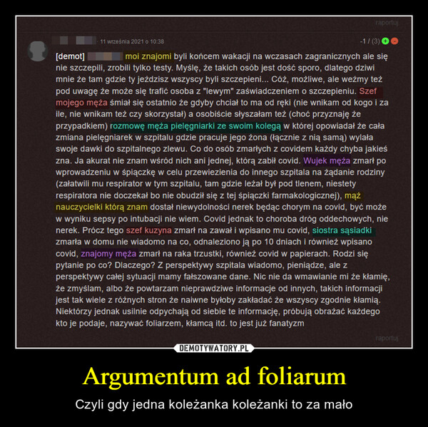 Argumentum ad foliarum – Czyli gdy jedna koleżanka koleżanki to za mało 