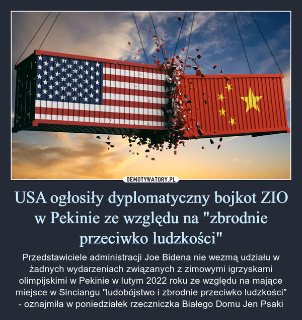 USA ogłosiły dyplomatyczny bojkot ZIO w Pekinie ze względu na "zbrodnie przeciwko ludzkości"
