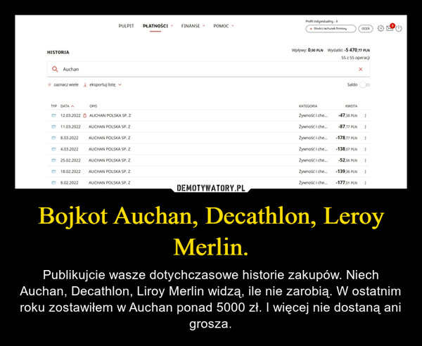 Bojkot Auchan, Decathlon, Leroy Merlin.