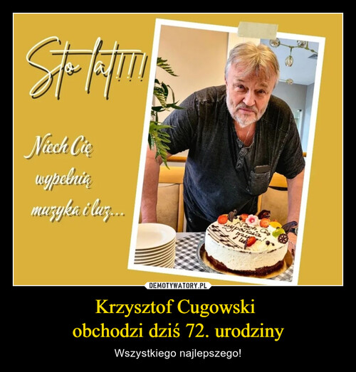 Krzysztof Cugowski 
obchodzi dziś 72. urodziny