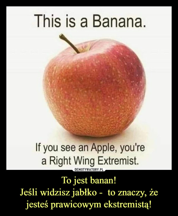 To jest banan!
Jeśli widzisz jabłko -  to znaczy, że
jesteś prawicowym ekstremistą!