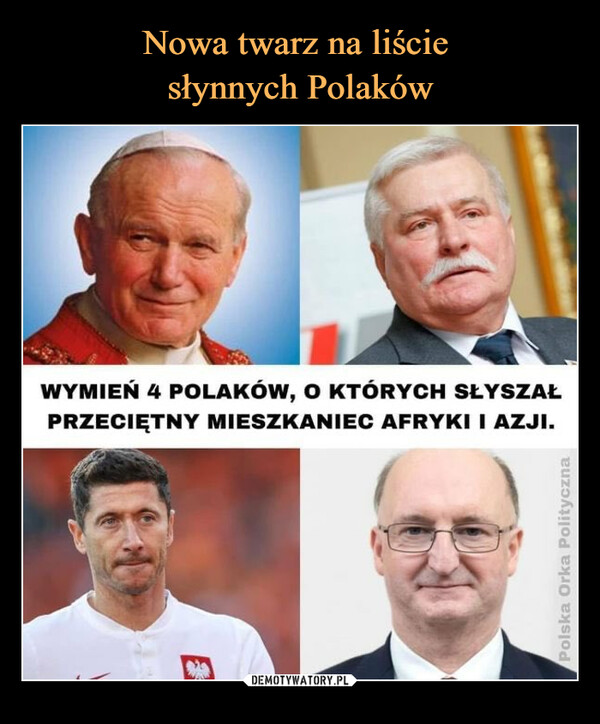 Nowa twarz na liście 
słynnych Polaków