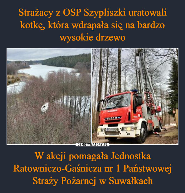 W akcji pomagała Jednostka Ratowniczo-Gaśnicza nr 1 Państwowej Straży Pożarnej w Suwałkach –  IVECO-AGREED