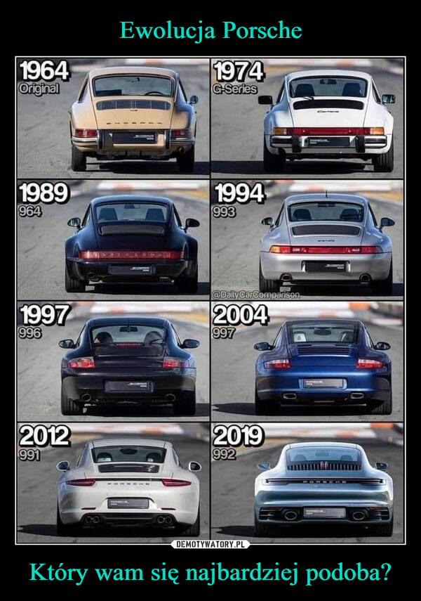 Ewolucja Porsche Który wam się najbardziej podoba?